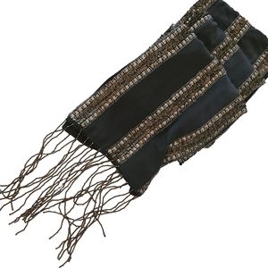 7 For All Mankind Luxe Beaded Scarf Black Gold Bronze Metallic
